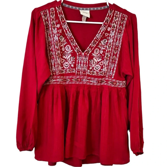 Knox Rose Ladies Vintage Embroidered Long Sleeve Top - Picture 1 of 6